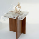 Hano Calacatta Viola Marble & Red Oak Side Table