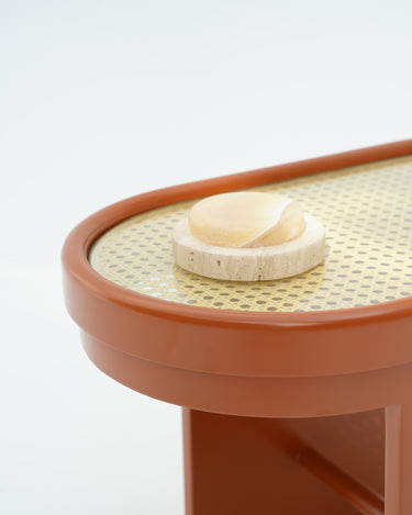 Imogen Side Table - Painted MDF with Rattan Top