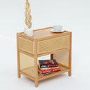 Karin Beech Wood & Rattan Side Table