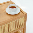 Karin Beech Wood & Rattan Side Table