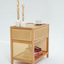 Karin Beech Wood & Rattan Side Table