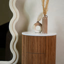 Liora Bedside Table – Volakas Marble Top with Wooden Base
