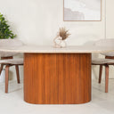 Liva Travertine Marble With Wooden Base Dining Table
