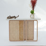 Liven Console Table with Cement Top and Beech Wood Rattan Base