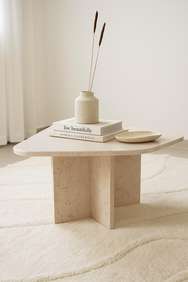 Lovia Beige Marble Coffee Table