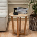 Nia Travertine Marble Top Side Table