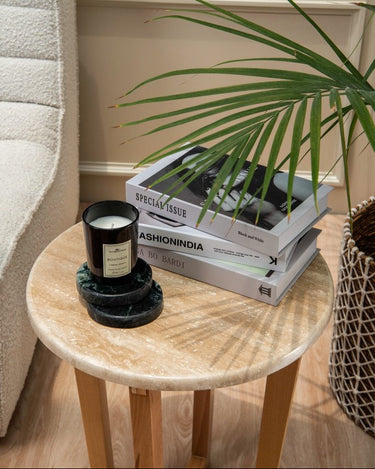 Nia Travertine Marble Top Side Table
