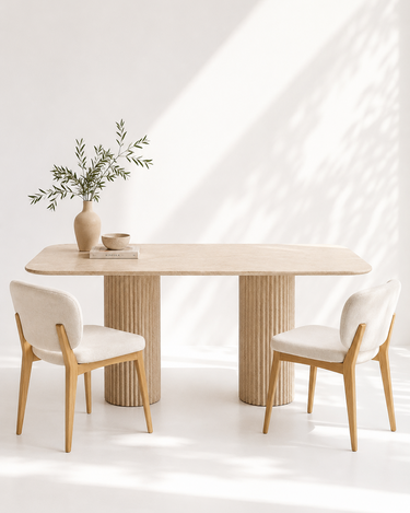 Omera Beige Marble Dining Table
