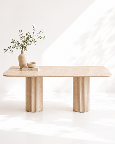 Omera Beige Marble Dining Table
