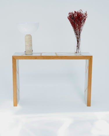 Orel Afyon Sugar Marble & White Oak Console