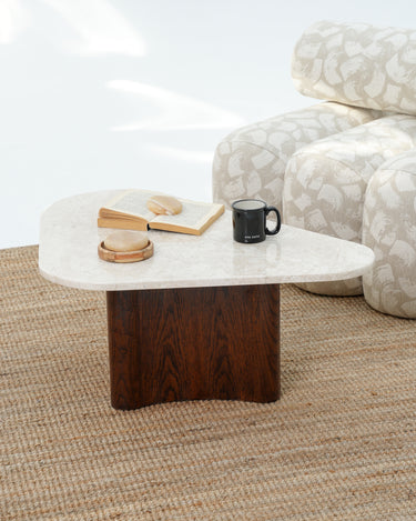 Orina Triangle Coffee Table - Beige Marble