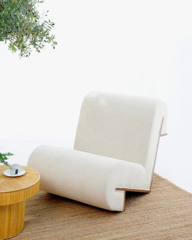 Pelo Veneered Oak & Linen Sofa Chair