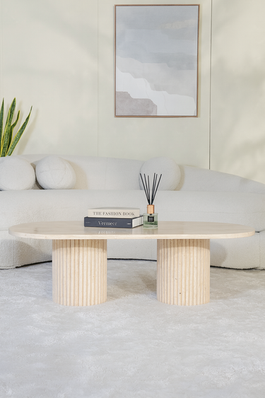 Sena Travertine Marble Coffee Table