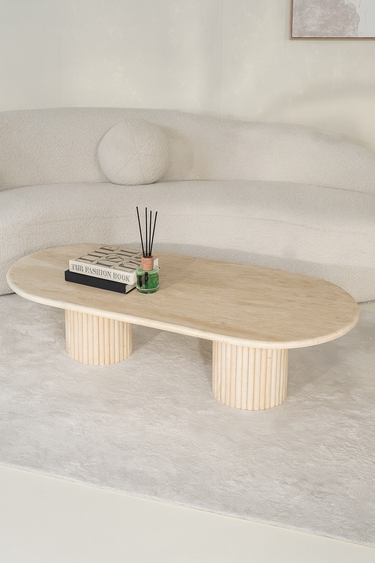 Sena Travertine Marble Coffee Table