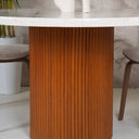 Sera Beige Marble And Wooden Base Dining Table