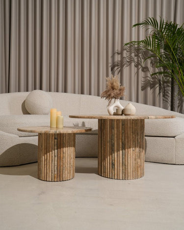 Silvoro Travertine Marble Coffee Tables (Set of 2)