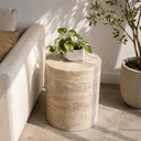 Travertine cylinder side table, 30 cm diameter and 45 cm height