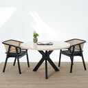 Valera Dining Table - Travertine Top With Wooden Base