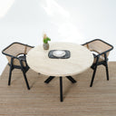 Valera Dining Table - Travertine Top With Wooden Base