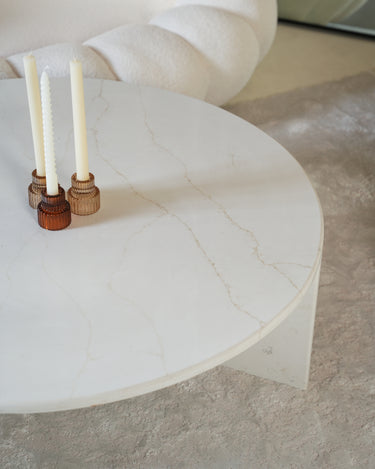 Vera Quartz White Marble Coffee Table