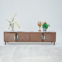 Zino Calacatta Viola Marble & Teakwood Wood TV Unit
