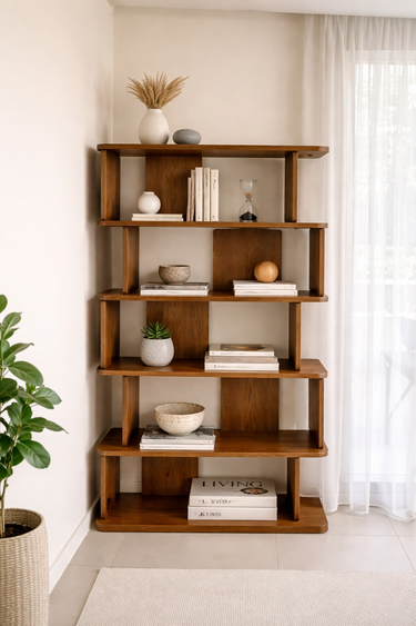 Zoryana Bookshelf - Solid Wood Sculptural Storage