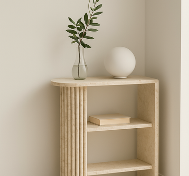 Dina Beige Marble Corner Console Table