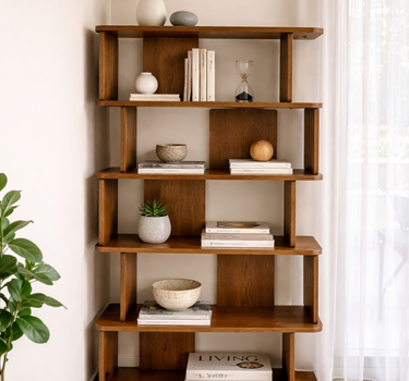 Zoryana Bookshelf - Solid Wood Sculptural Storage