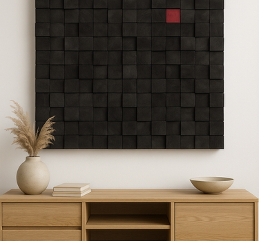 Smoked Black Premium Handmade Wooden Wall Sculpture | Size XXL – 120 cm x 120 cm