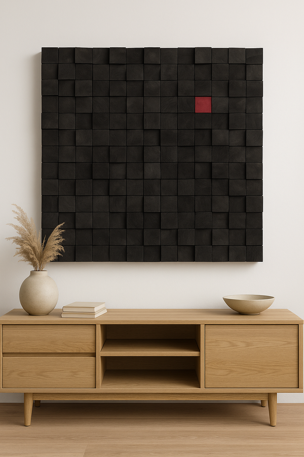 Smoked Black Premium Handmade Wooden Wall Sculpture | Size XXL – 120 cm x 120 cm