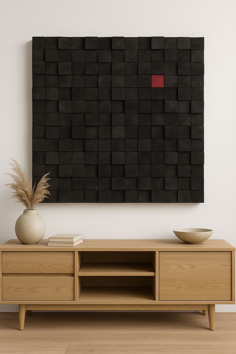 Smoked Black Premium Handmade Wooden Wall Sculpture | Size XXL – 120 cm x 120 cm