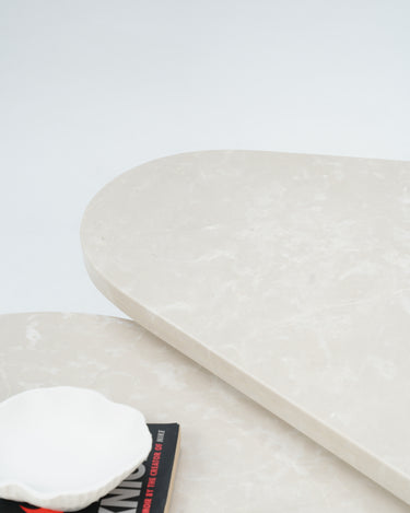 Luxury Vionna coffee table set with sculptural marble and wood design