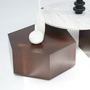 Orvella Coffee Table Set geometric hexagon wooden coffee table