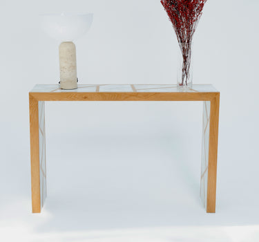 Orel Afyon Sugar Marble & White Oak Console