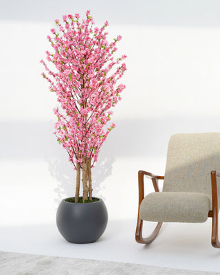 Pink Cherry Blossom Artificial Plant (With Pot)