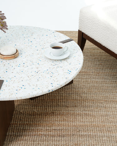Modern terrazzo coffee table for contemporary living rooms