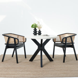 Lunera Outdoor Dining Table shown near potential side table positions