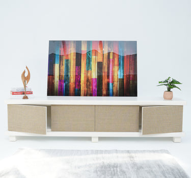 Taro PU Paint & Rattan TV Unit