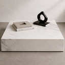 Althea square white marble coffee table in White Volakas marble