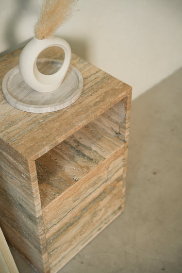 Alvara Italy Travertine Bedside Table
