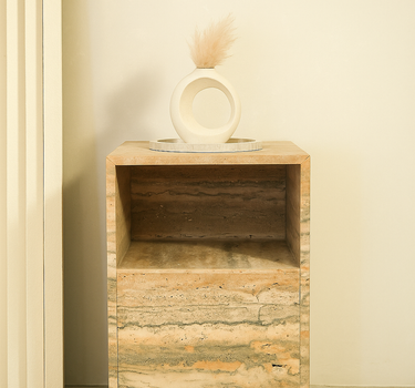 Alvara Italy Travertine Bedside Table