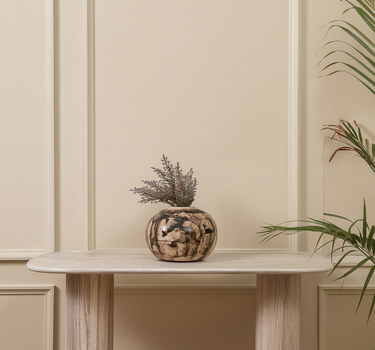 Apra White Wood Marble Console
