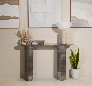 Argenta Silver Travertine Console Table