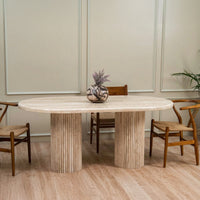 Athia Travertine Marble Dining Table