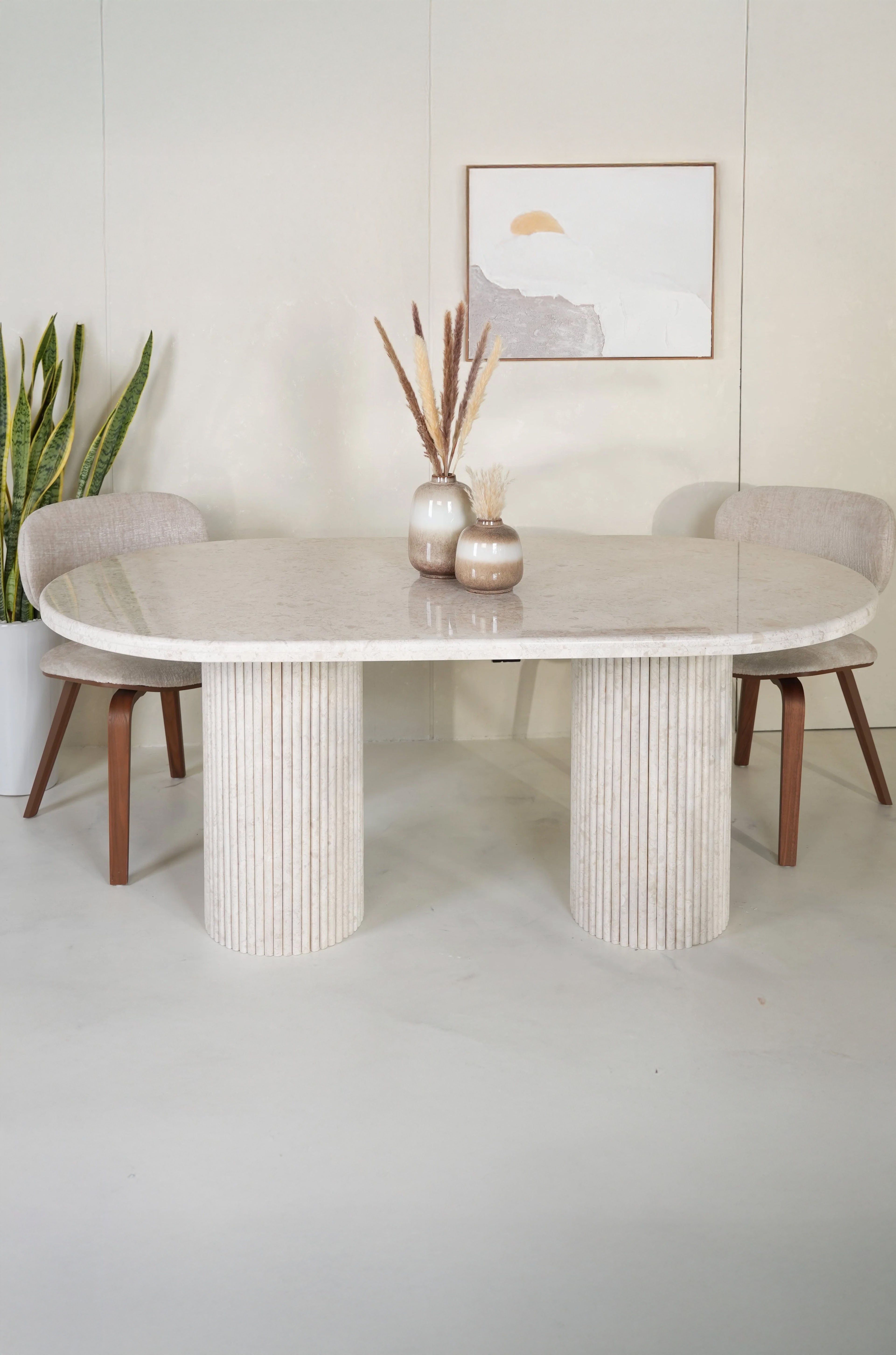 Auri Beige Marble Dining Table