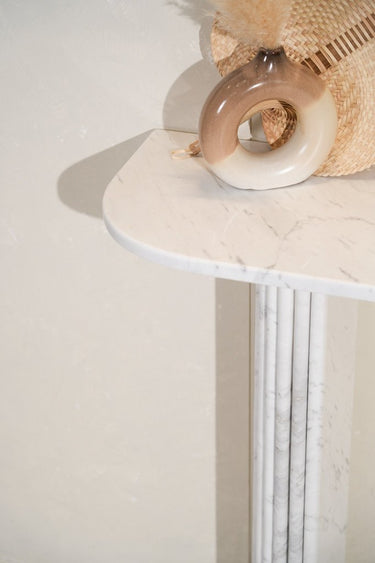 Biancia White Volakas Marble Console Table