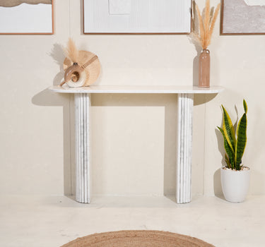 Biancia White Volakas Marble Console Table