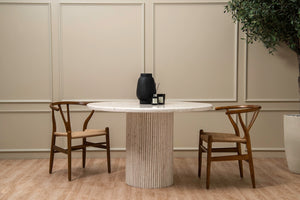 Cela Beige Marble Dining Table side view