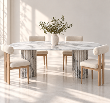 Rosendale White Volakas Marble Dining Table