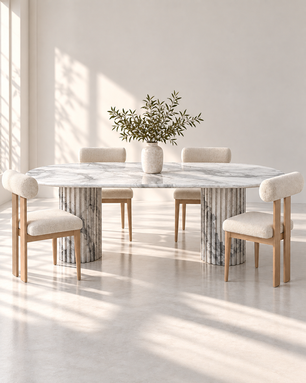 Rosendale White Volakas Marble Dining Table